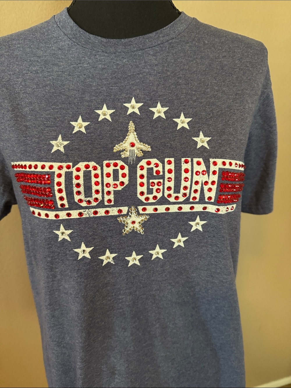 Top Gun RhinestoneTee - Patriotic July 4th Shirt M